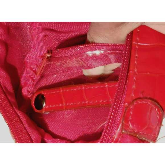Mini Red Corduroy Cotton Full Zip Jewelry Travel Bag Bow on Handle Inside Pocket - Picture 11 of 15